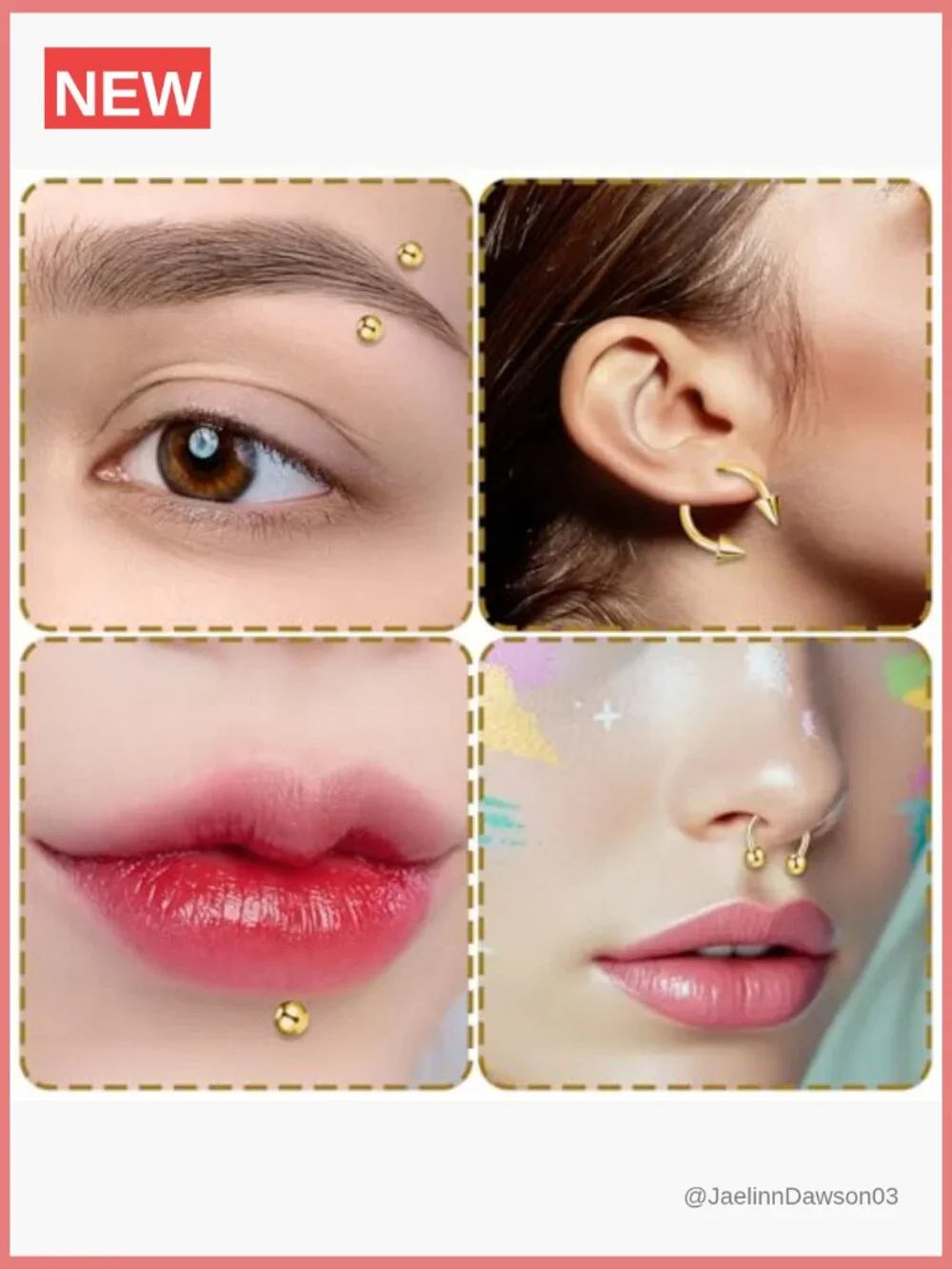 64 PCS Lip Barbell Rings Labret Medusa Snake Bite Earring Helix Daith Tragus